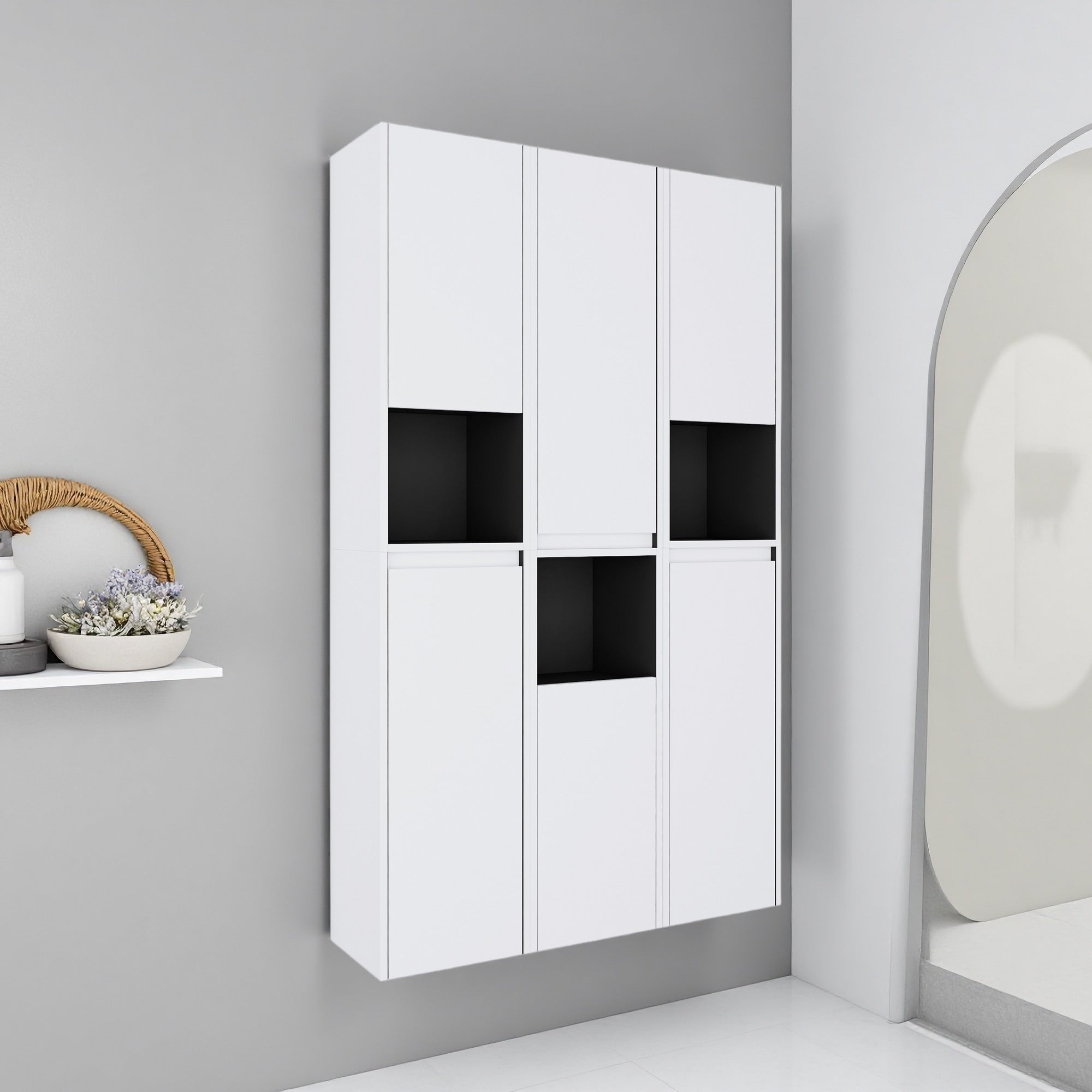 12 Bathroom Side Cabinet 6 Soft Close Doors Floating Mounting Design Fully Assembled Required Kd Packing