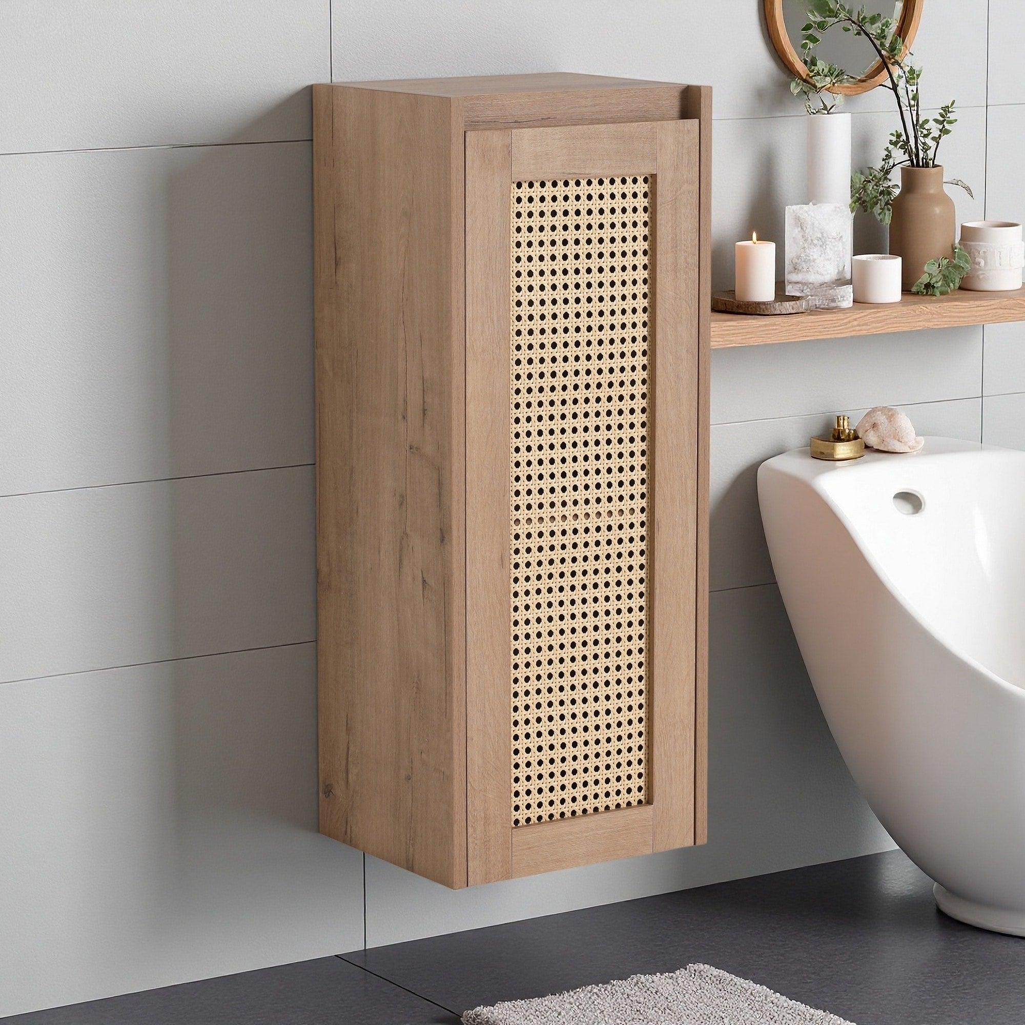 12 Bathroom Side Cabinet Soft Close Doors Floating Design Fully Assembled Required Kd Packing