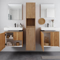 12 Bathroom Side Cabinet Soft Close Doors Floating Design Imitative Oak Wall Mounted