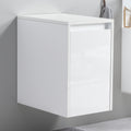 12 Bathroom Side Cabinet Soft Close Doors Floating Mount Design Glossy White Kd Packing