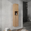 12 Bathroom Side Cabinet Soft Close Doors Float Mounting Design Imitative Oak