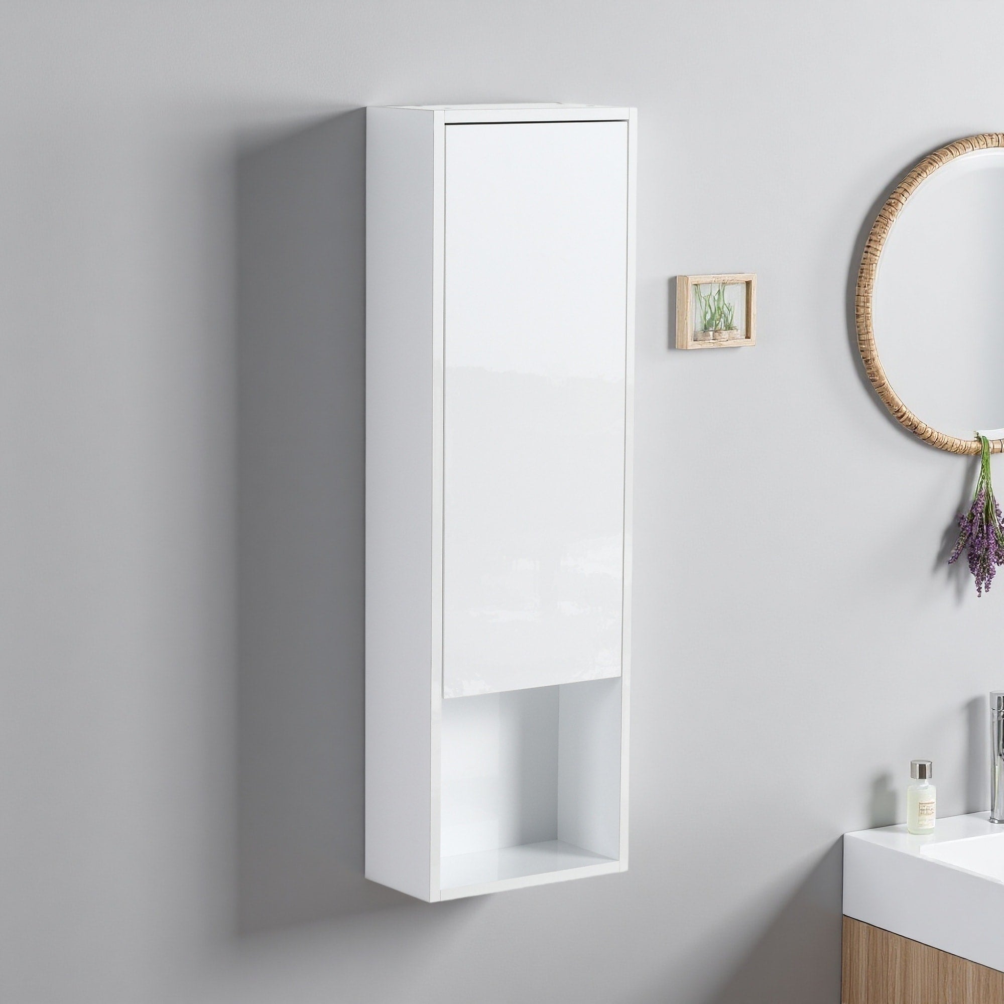 12 Bathroom Wall Cabinet Soft Close Doors Floating Design Glossy White Kd Packing