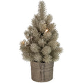 12 Led Pre Lit Gold Metallic Glitter Artificial Christmas Tree With Burlap Base Clear Lights. Under 3 Feet