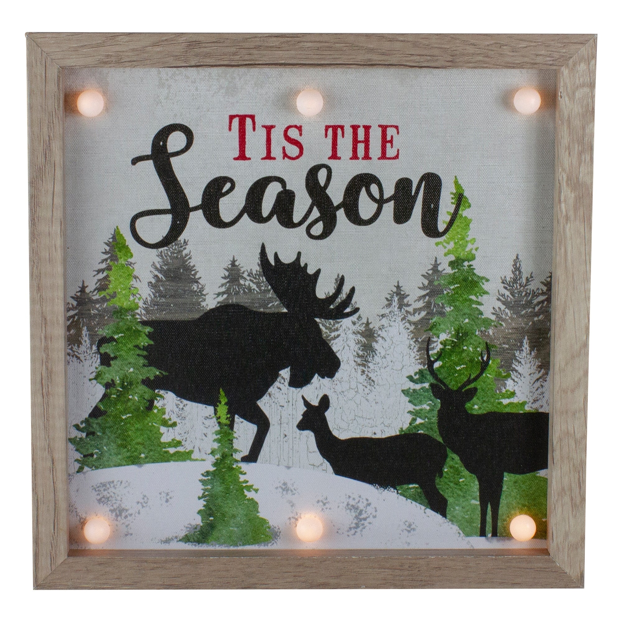 12 Lighted Green And White Tis The Season Christmas Wall Decor