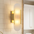 12 Modern Gold Dimmable 2 Light Wall Sconce With Alabaster Shade
