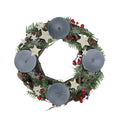 12 Pine Cones Berries Frosted Pine And Stars Advent Pillar Candle Holder Green