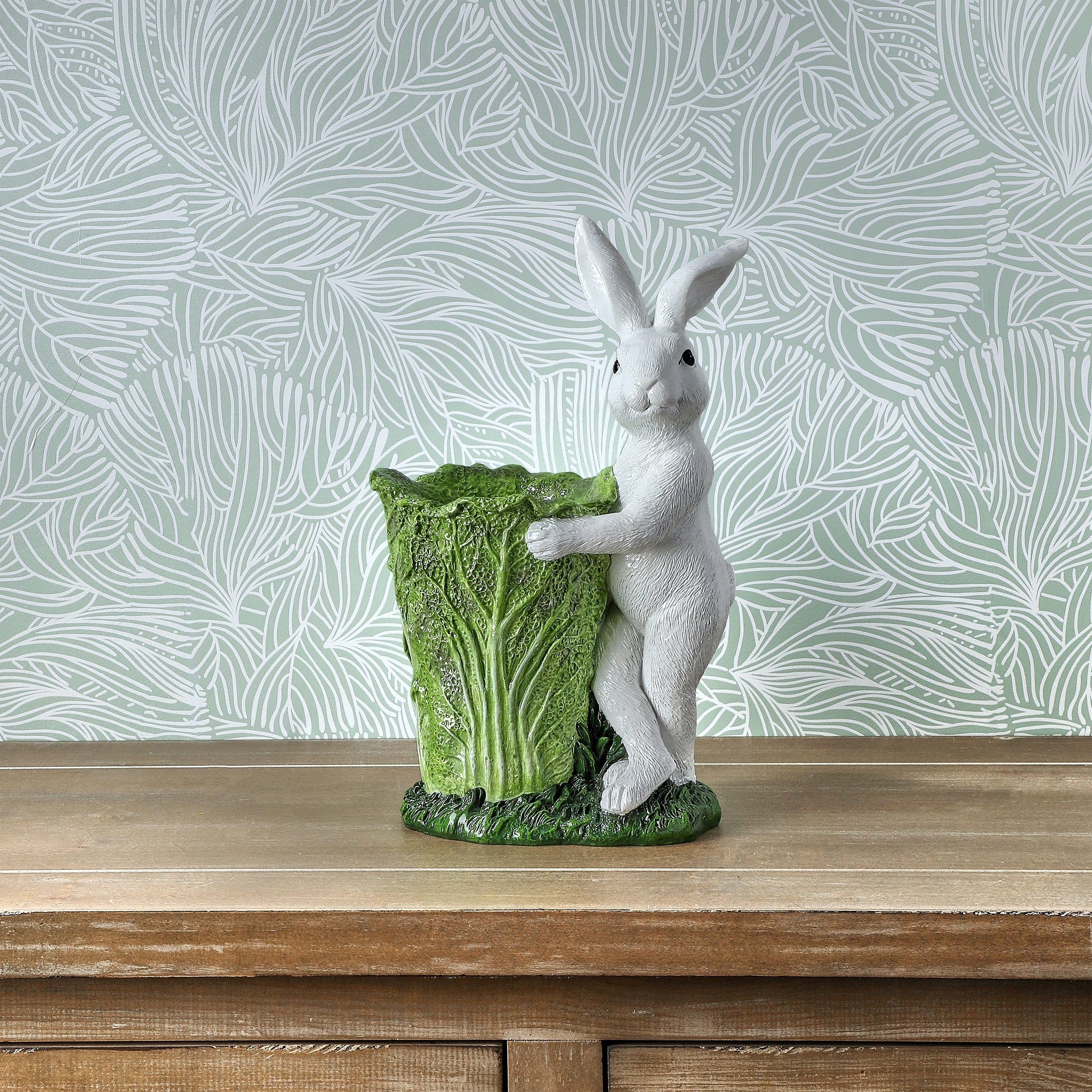 12 Resin Bunny With Cabbage Pot