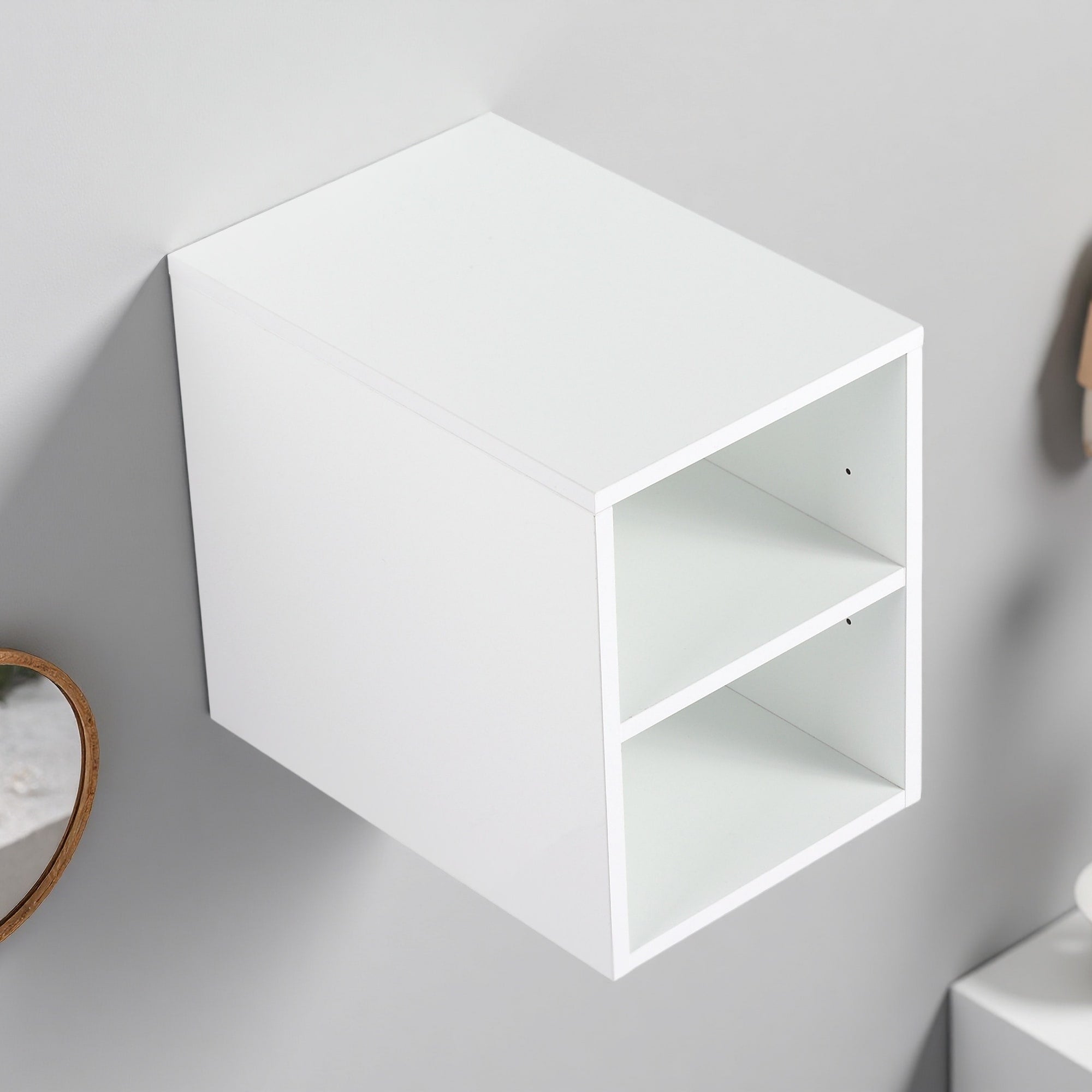 12 Small Wall Mounted Storage Shelves Adjustable Two Tier Design Eco Friendly Plywood Multi Purpose Storage Solution