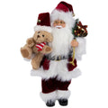12 Traditional Standing Santa Claus Christmas Figure With Teddy Bear And Gift Bag