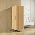 12 Wall Mounted Floating Bathroom Vanity Side Cabinet Striped Plywood Storage Cabinet With Door Shelf Soft Close Design