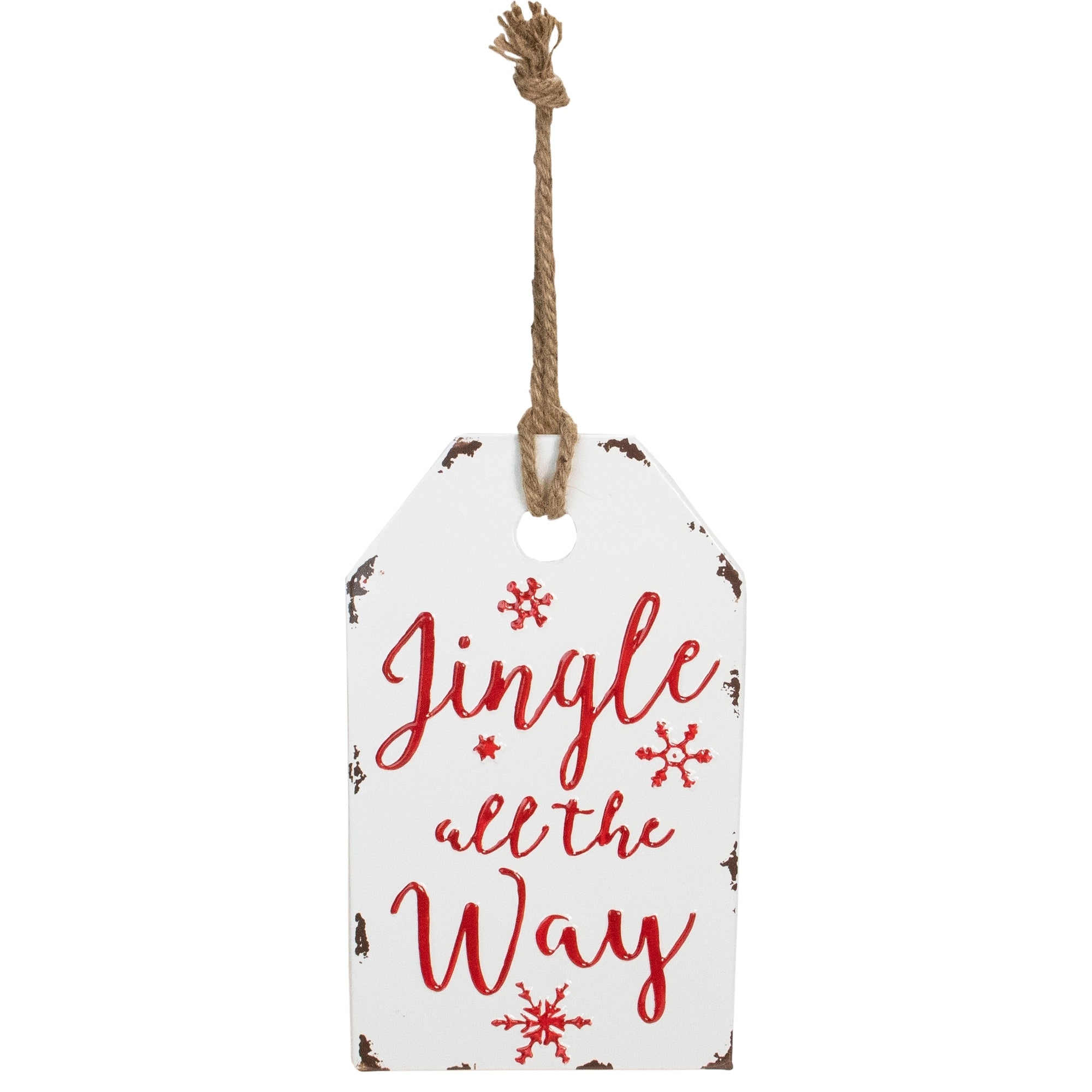 16 White And Red Metal Distressed Jingle All The Wall Christmas Wall Decor
