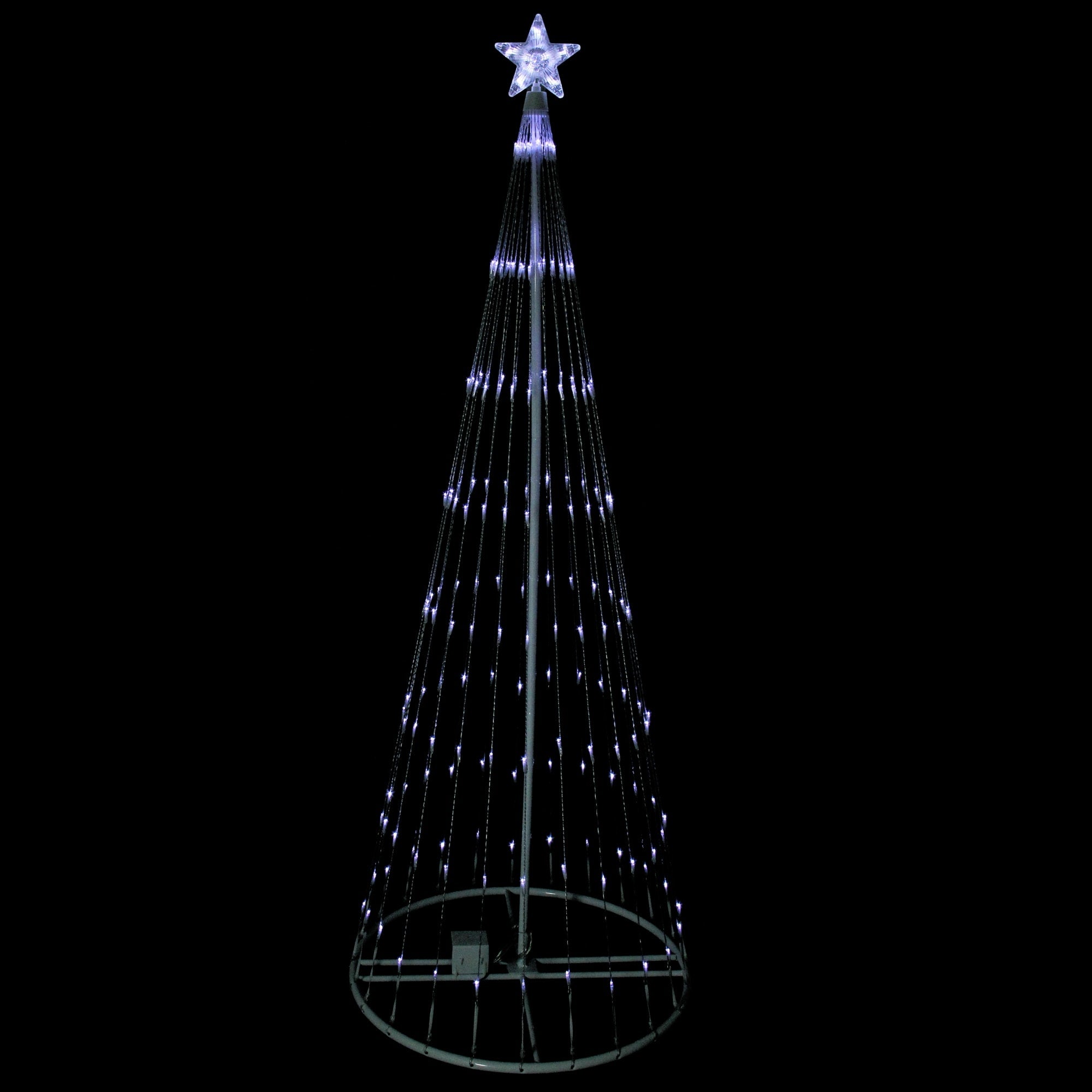 12 Pure White Led Lighted Show Cone Christmas Tree Outdoor Decoration