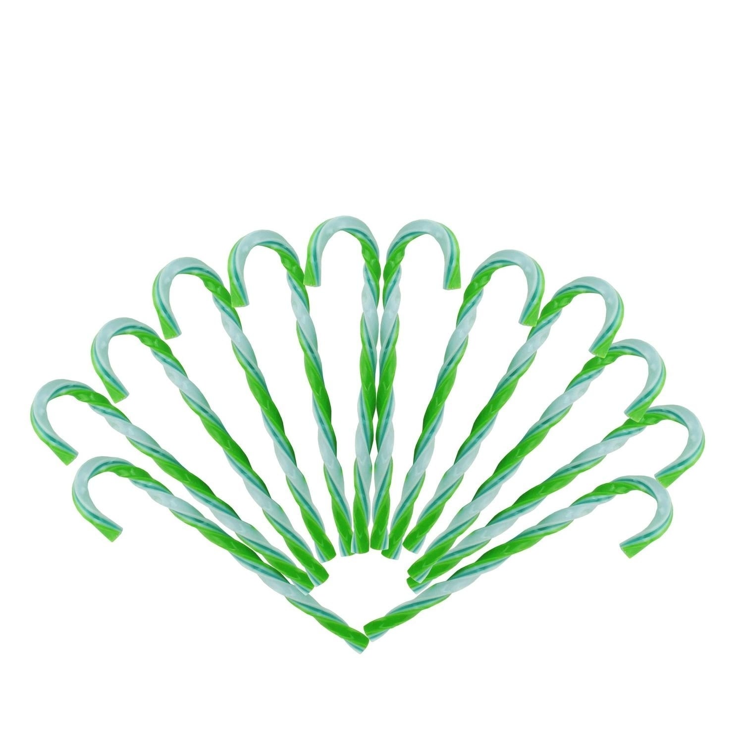 12Ct Green And White Twist Candy Cane Christmas Ornaments 6