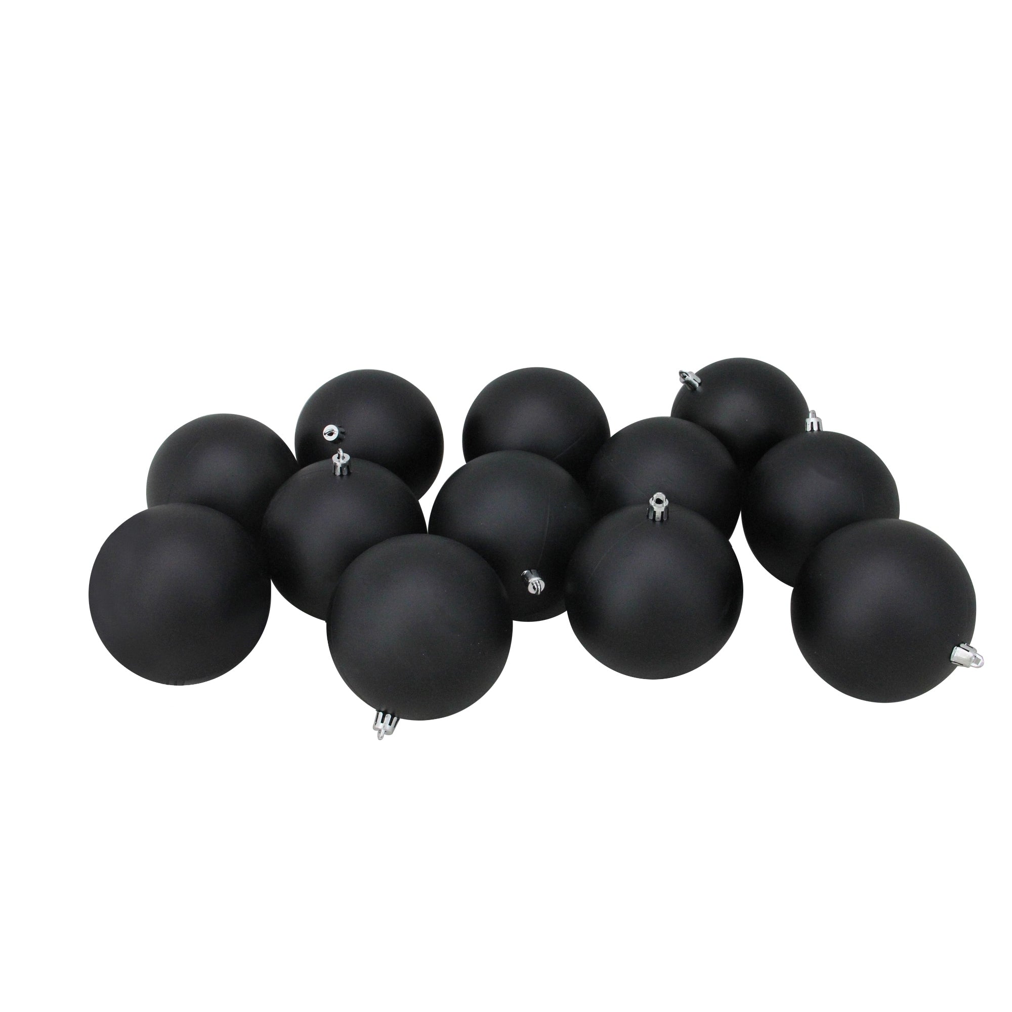 12Ct Jet Black Shatterproof Matte Christmas Ball Ornaments 4 100Mm
