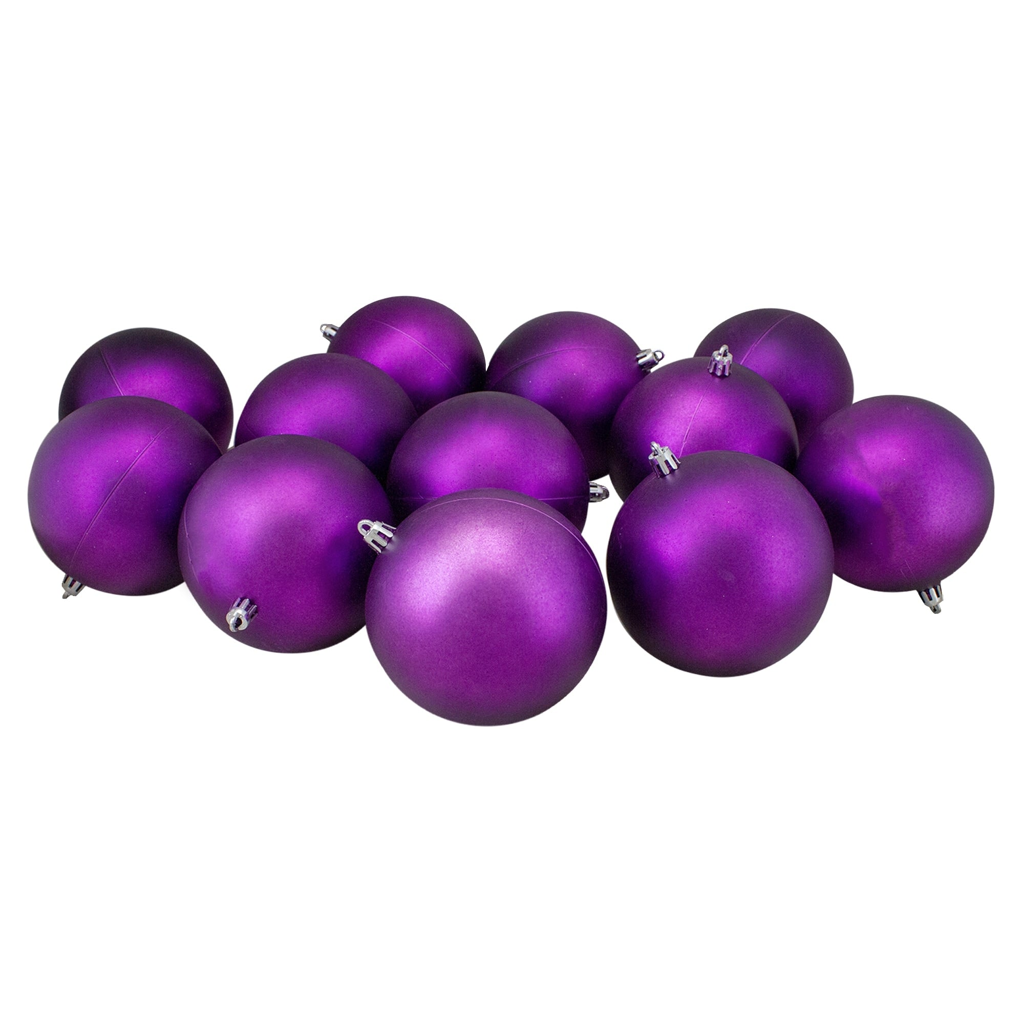 12Ct Purple Shatterproof Matte Christmas Ball Ornaments 4 100Mm