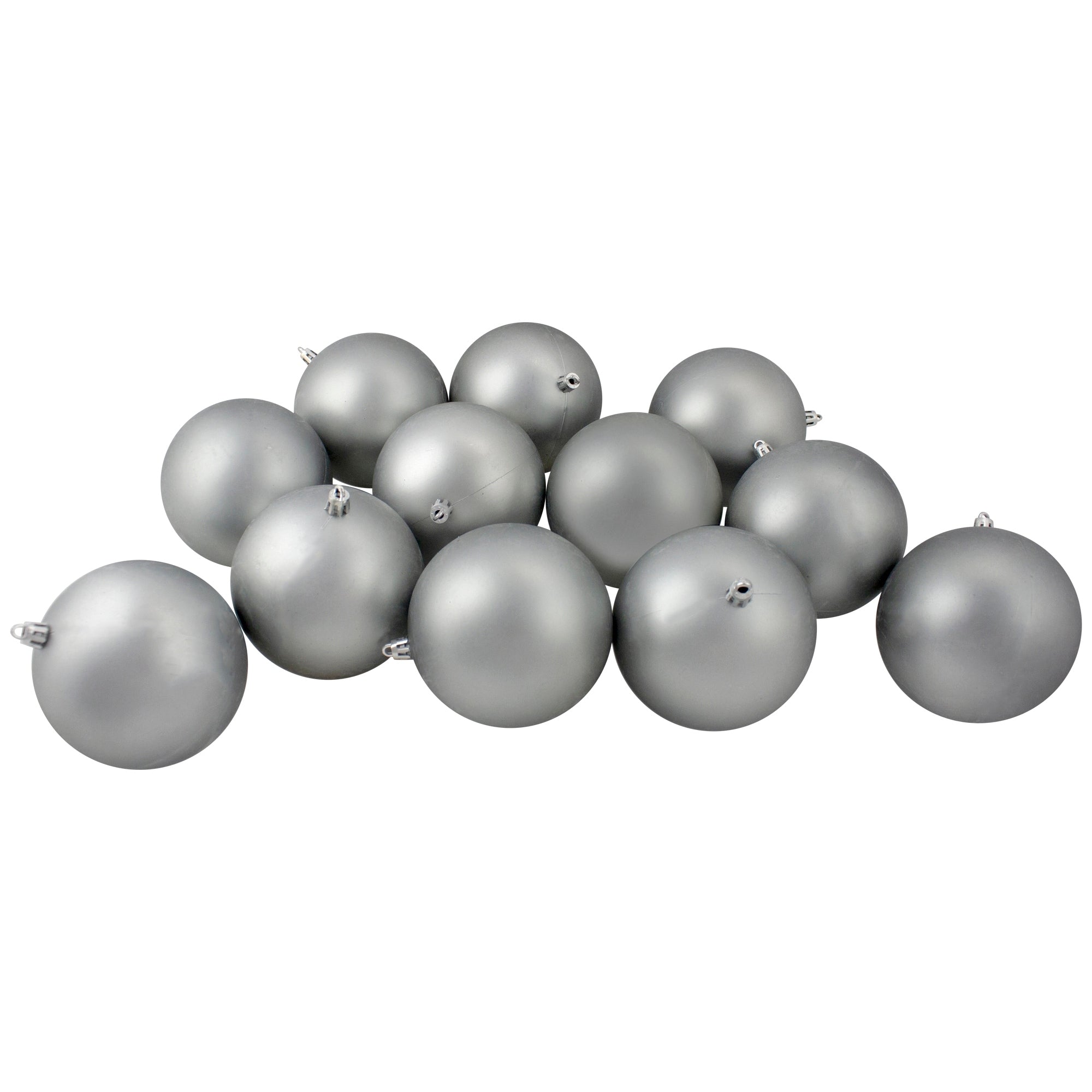 12Ct Pewter Gray Shatterproof Matte Christmas Ball Ornaments 4 100Mm