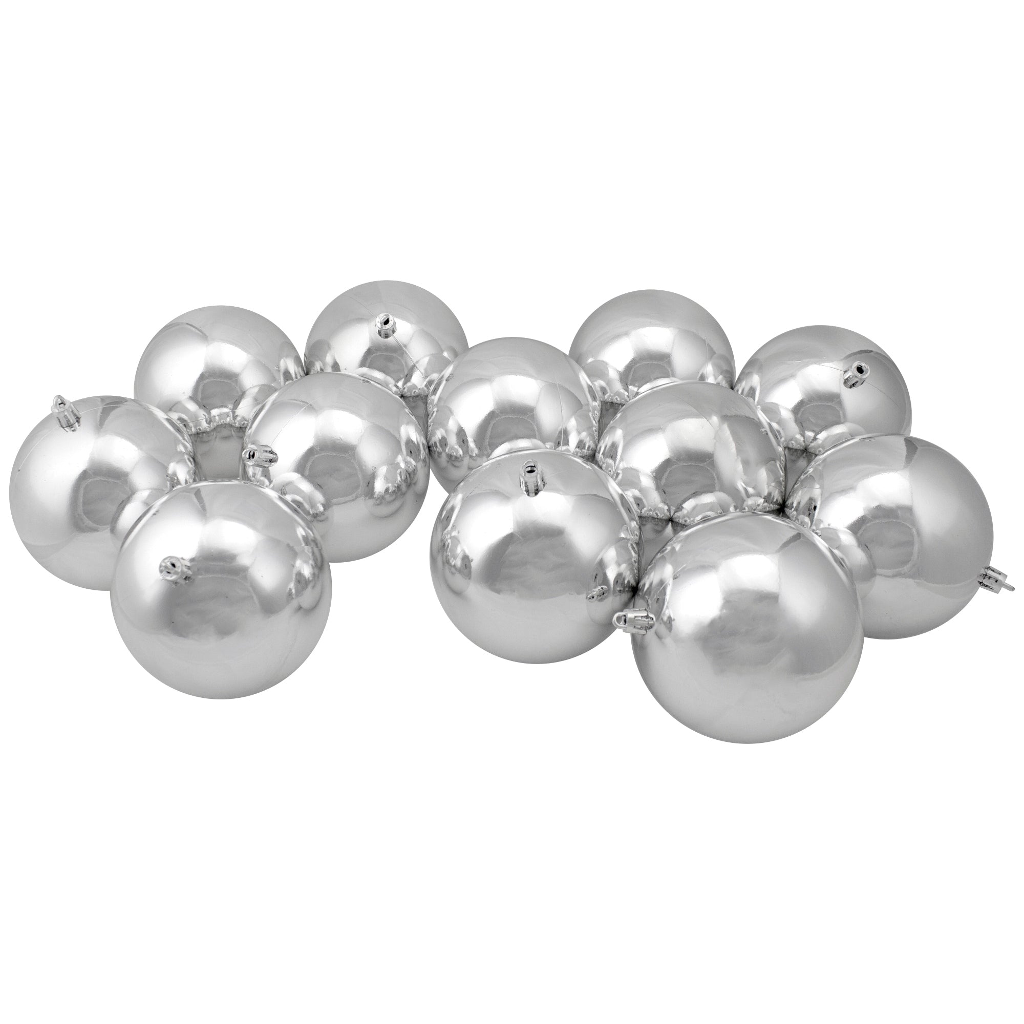 12Ct Silver Splendor Shatterproof Shiny Christmas Ball Ornaments 4 100Mm
