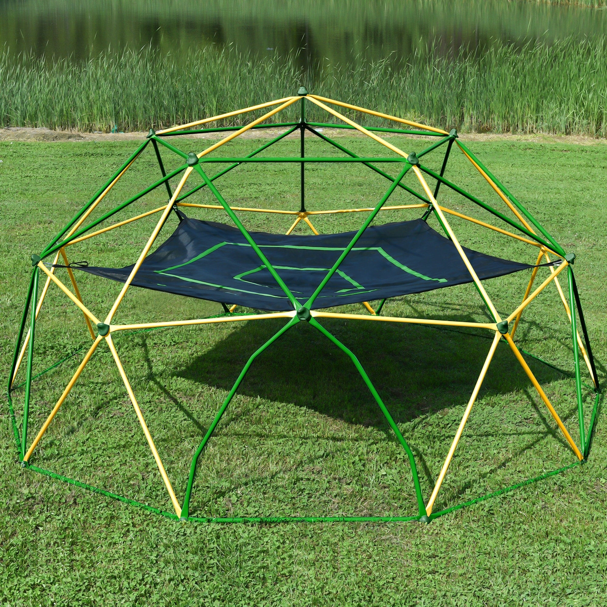 12Ft Geometric Dome Climber Play Center Kids Climbing Dome Tower With Hammock Rust Uv Resistant Steel Supporting 1000 Lbs