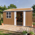 12X10 Ft Heavy Duty Metal Storage Shed With Sliding Door Windows And Vents For Backyard Garden