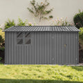 12X10 Ft Metal Storage Shed With Shelves And Window Outdoor Garden Tool Shed With Lockable Door And Worktable