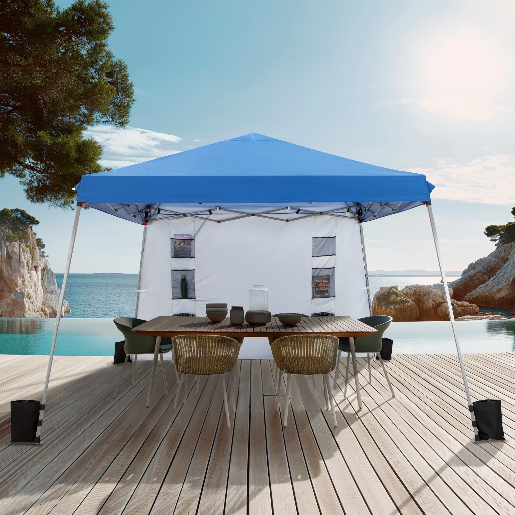Phi Villa 12 X 12 Slant Leg Pop Up Canopy 81 Sq. Ft Of Shade Instant Folding Canopy Blue