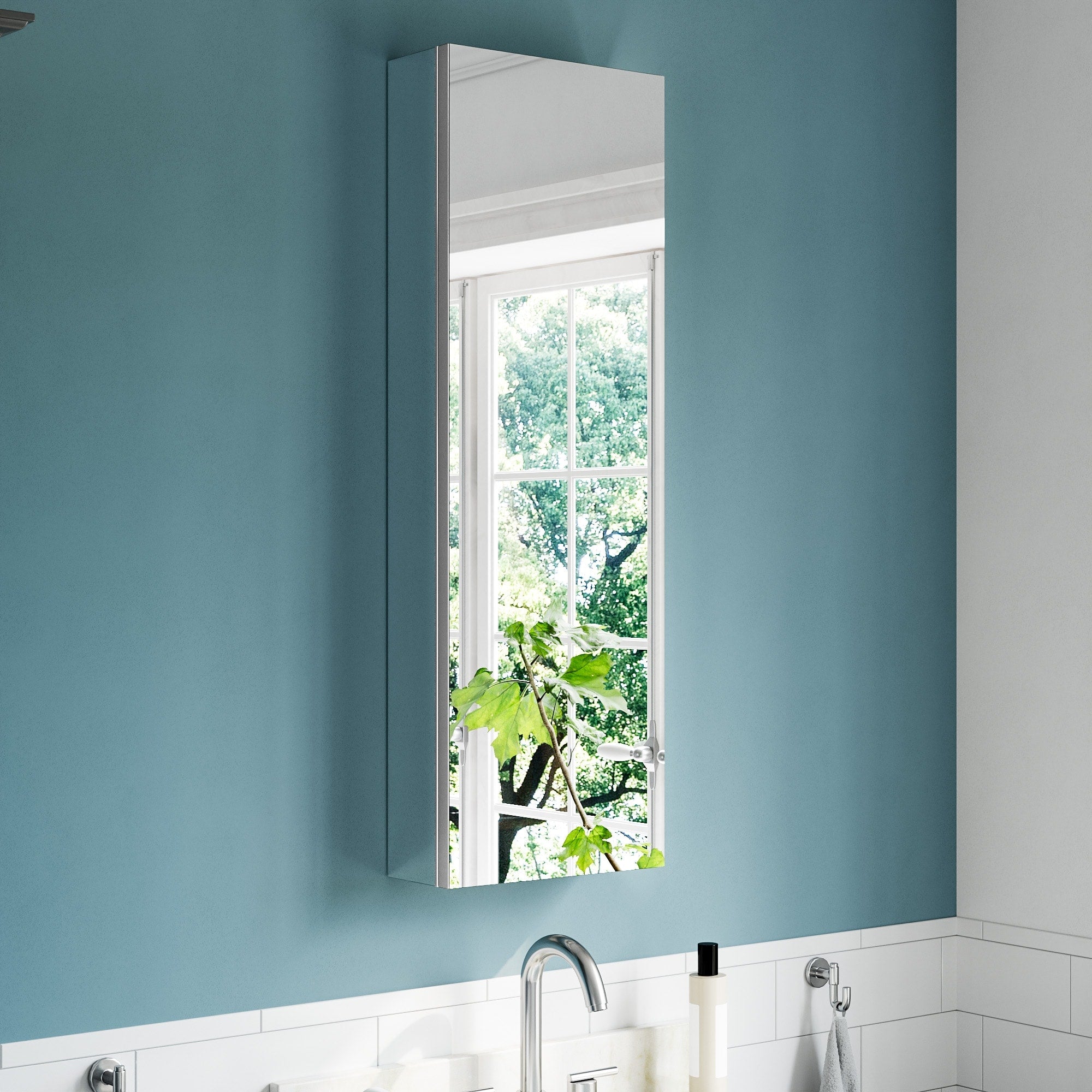 12X36 Tri View Mirrored Medicine Cabinet With Soft Close Blum Hinges Recessed Surface Mount Reversible Door Aluminum Body