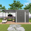 12X4Ft Metal Lean To Shed With Open Sided Pergola 4X6 Outdoor Storage Shed 6X4 Attached Hardtop Gazebo Combo 2 In 1 Sheds