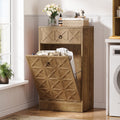 13 Gallon Tilt Out Laundry Hamper Cabinet With Drawer Freestanding Hidden Laundry Hamper Storage Unit For Bathroom Laundry Room