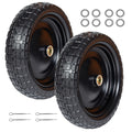 13 Inch Solid Rubber Tires 4.00 6 Flat Free Wheels With 5 8 Bearings 2.2 Offset Hub Replacement For Gorilla Cart Set Of 2