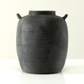 13 Inches High Earthy Gray Vase With Two Handles