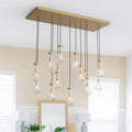 13 Light Glass Drops Rectangular Chandelier For Kitchen Dining 53.5 In