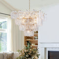 13 Light Luxury Tiered Chandelier With Sunflower Glass Petals Dia.23.5 In