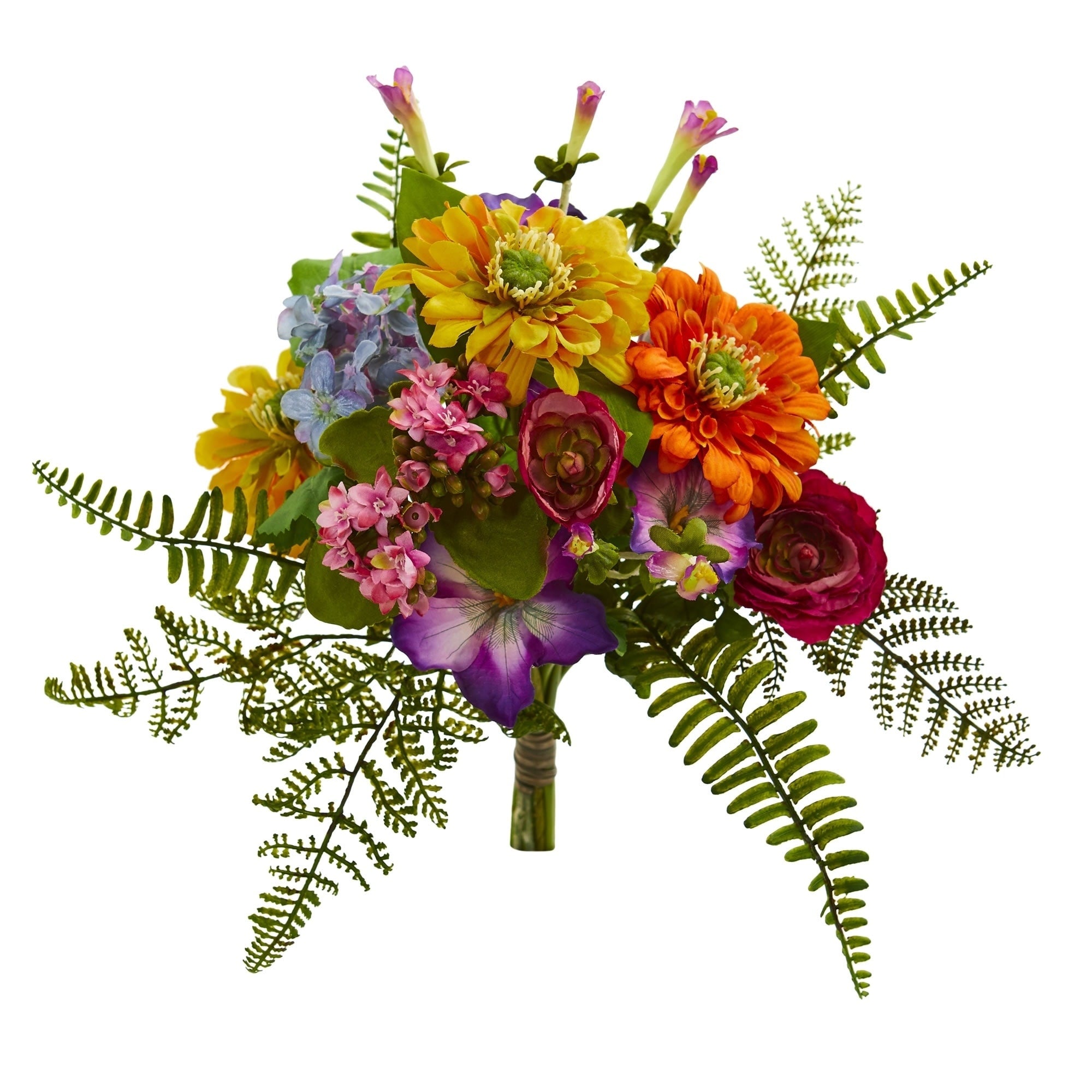 13 Mixed Flowers Artificial Bush Set Of 2