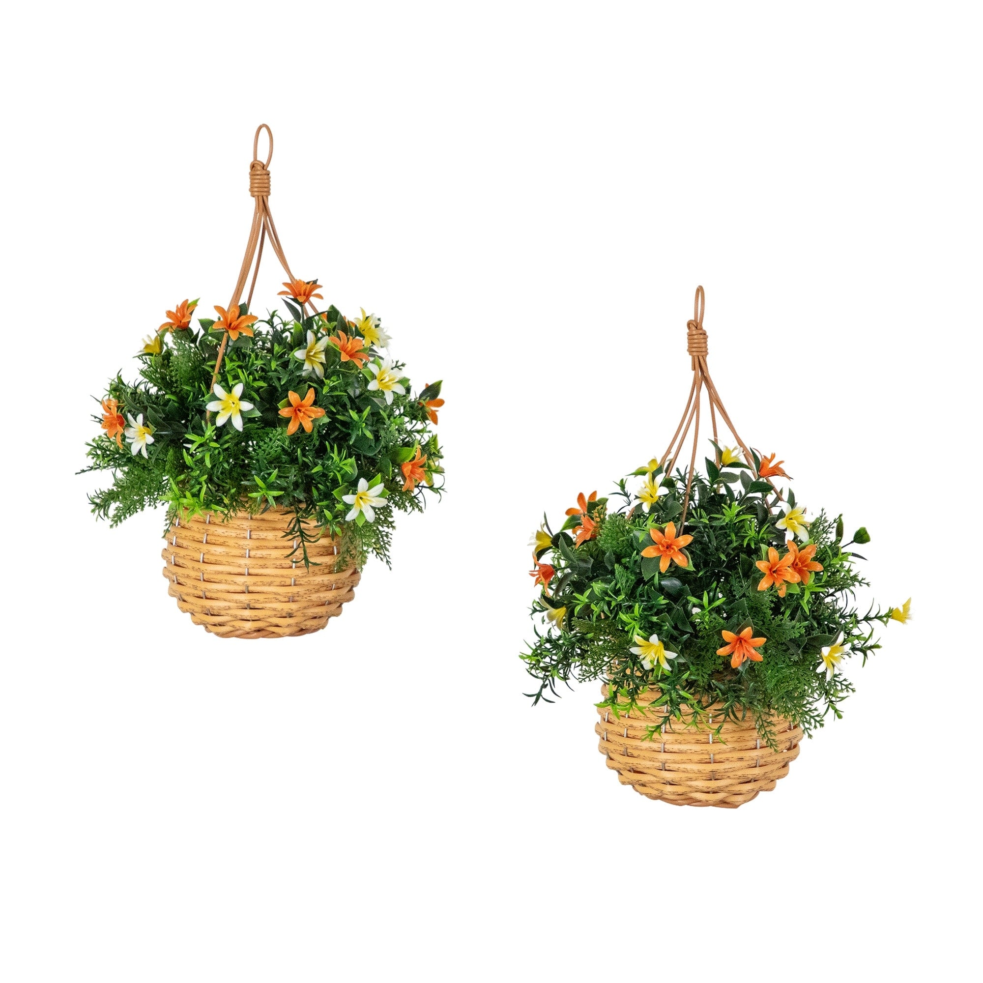 13 In Uv Resistant Lily And Mixed Greens In Hanging Basket Set Of 2