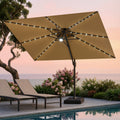 13 X 10 Ft Outdoor Patio Double Top Solar Powered Led Cantilever Offset Umbrella And Weighted Base W Wheels