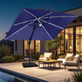 13 X 10 Ft Solar Powered Led Light Patio Cantilever Umbrella Aluminum Pole With Base
