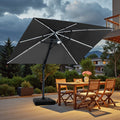 13 X 10Ft Outdoor Aluminum Dual Top Patio Cantilever Umbrella Led Light With Weights Base