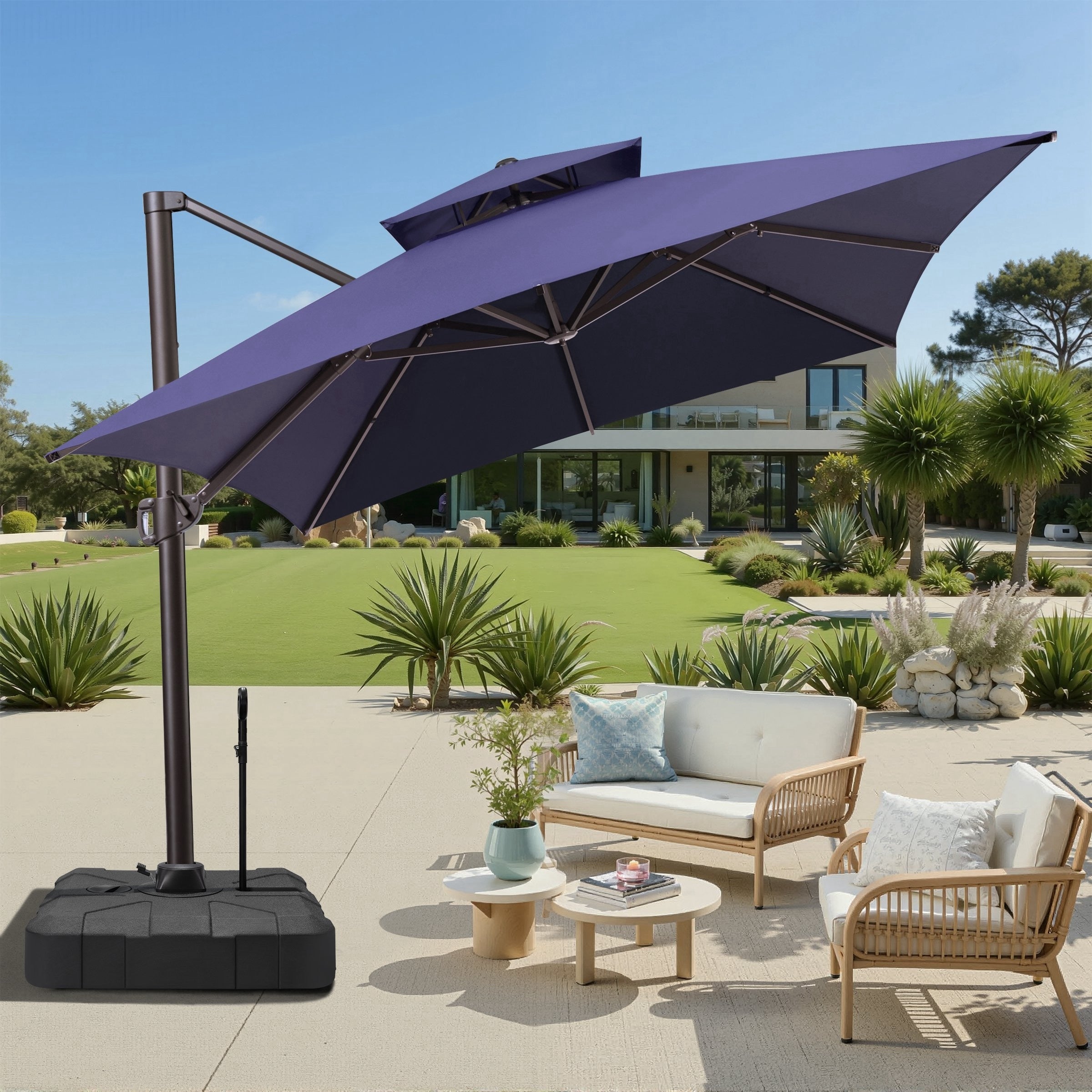 9 Foot 500H Fade Resistant And Waterproof 3 Layers Outdoor Umbrella