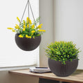 13.4 Inch Self Watering Hanging Rattan Inspired Planter Large Capacity Root Rot Resistant Water Storage