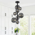 8 Lights Modern Semi Flush Mount Ceiling Light Smoky Gray Glass Globe