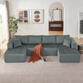 132 U Shaped Corduroy Sectional Sofa With Chaises No Assembly Required