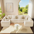 135.5 Beige Corduroy Modular Sectional Sofa 8 X 10