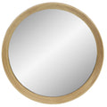 13 Gold Round Modern Wall Mirror With Woodgrain Finish