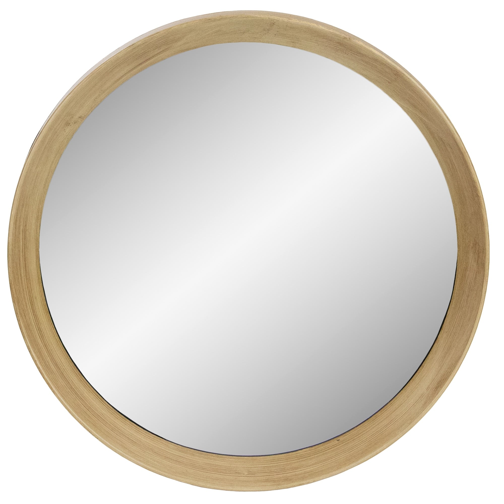 13 Gold Round Modern Wall Mirror With Woodgrain Finish