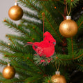 4.75 Burlap And Plaid Cardinal On Pine Sprig Christmas Ornament