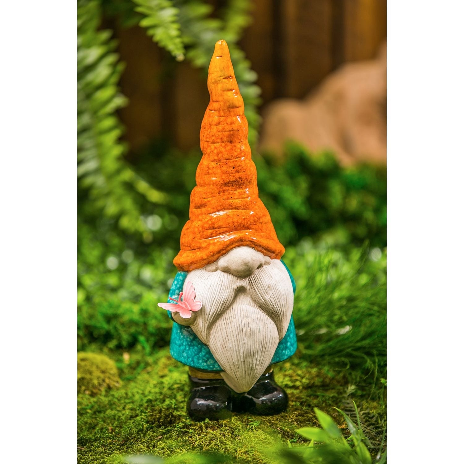 13 H Ceramic Gnome Garden Statuary Red