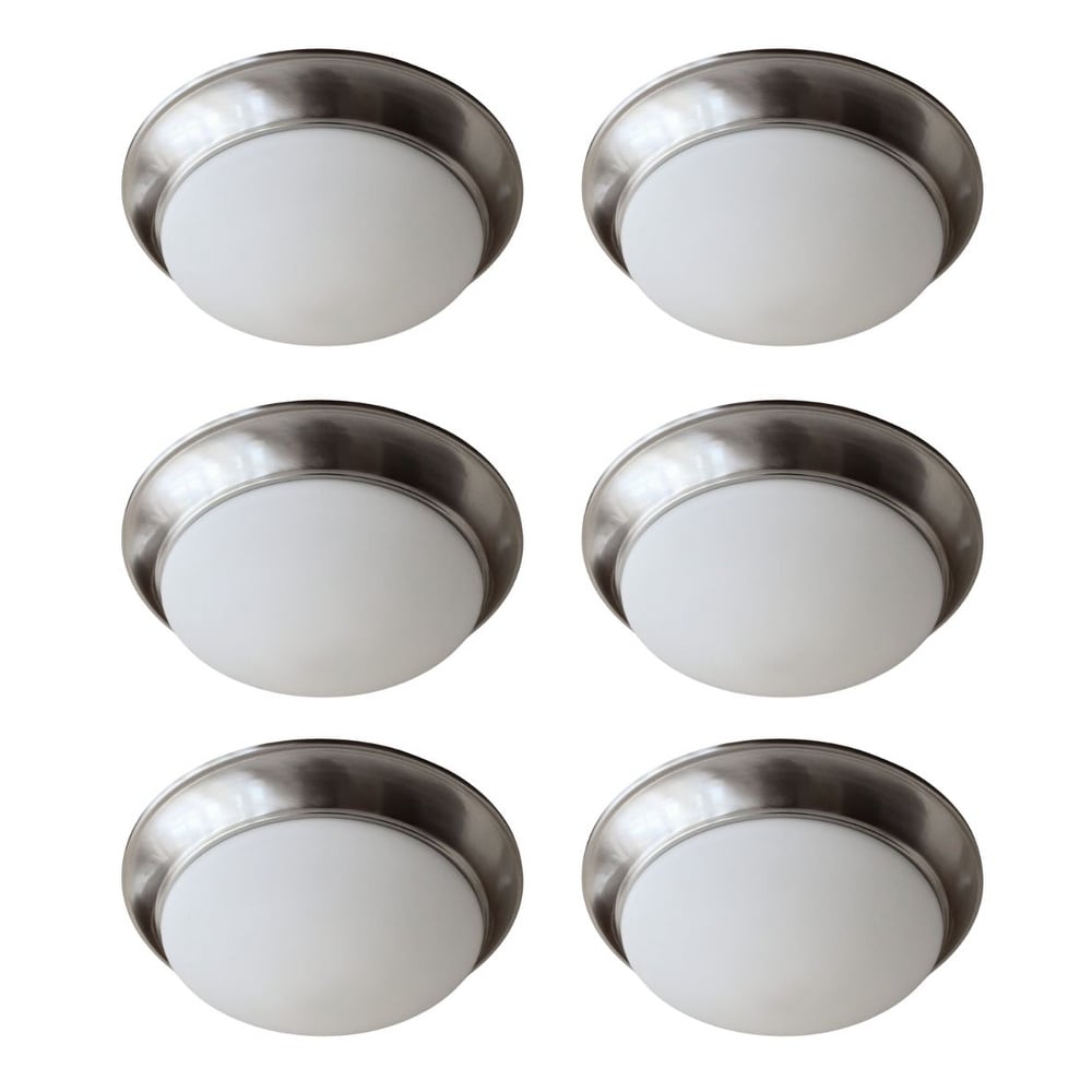 13 W 1 Light Led Flush Mount 6 Pack Ceiling Lights Brushed Nickel Finish By Rp Lighting