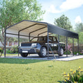 13X20 Ft Metal Carport Garage With Upgraded Triangle Reinforced Frame 4 Poles Galvanized Steel Hardtop Roof