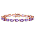 Miadora Rose Plated Sterling Silver 14 1 10Ct Tgw Amethyst White Sapphire Tennis Bracelet