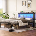 14 Inch Queen Full Twin Metal Platform Bed Frame With Storage Headboard Usb C Led Light